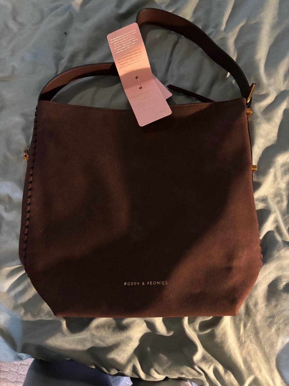NWT Poppy & Peonies studio bucket bag in espresso